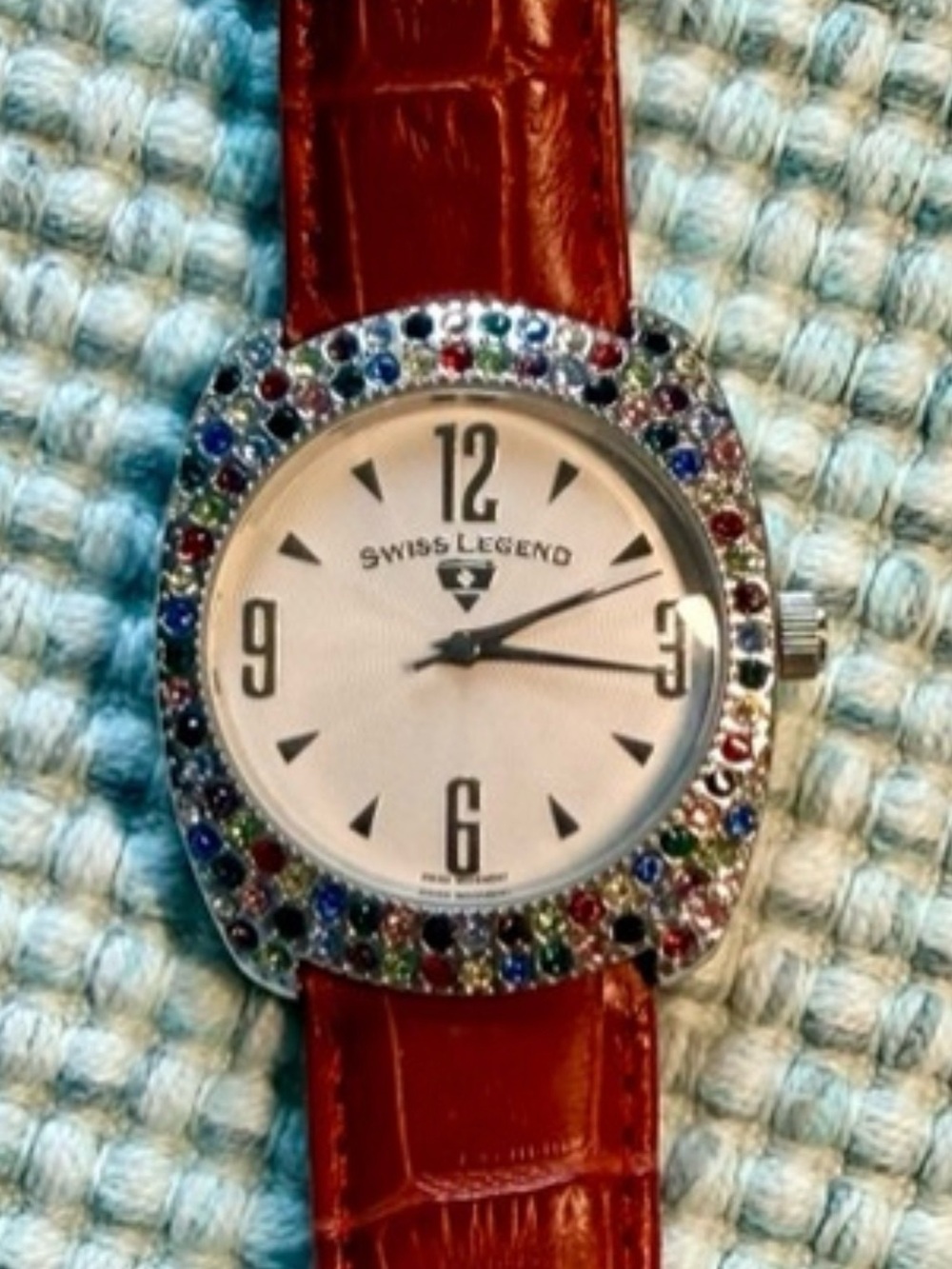 Swiss Legend~Genuine Leather~Crystal Pave Wristwatch~Vintage Early 2000’s~New